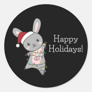 Bunny God jul Winter Animals Rabbits Runt Klistermärke