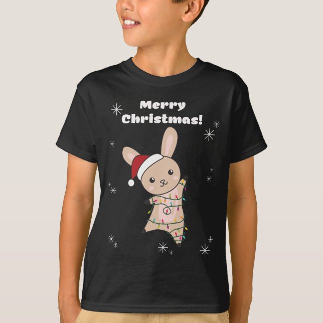 Bunny God jul Winter Animals Rabbits T-Shi T Shirt (Framsida)