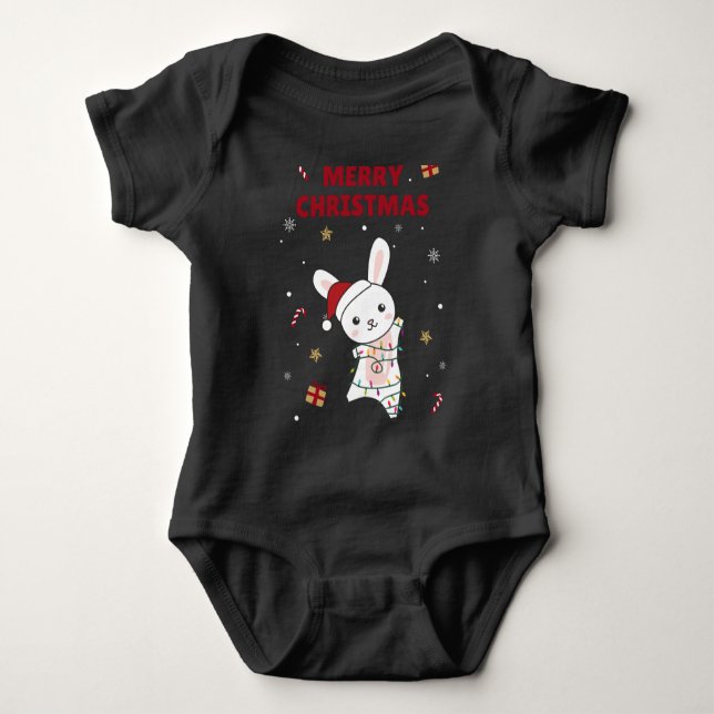 Bunny God jul Winter Animals Rabbits T Shirt (Framsida)