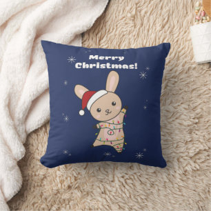 Bunny God jul Winter Animals Rabbits Throw Kudde