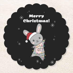 Bunny God jul Winter Animals Rabbits Underlägg Papper