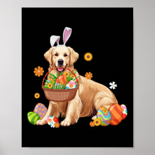 Bunny Golden Retriever Hund Påskägg Sket Pojkar T Poster