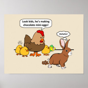 Bunny gör chokladpoop till lustig tecknad poster