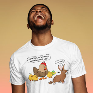 Bunny gör chokladpoop till lustig tecknad tee shirt