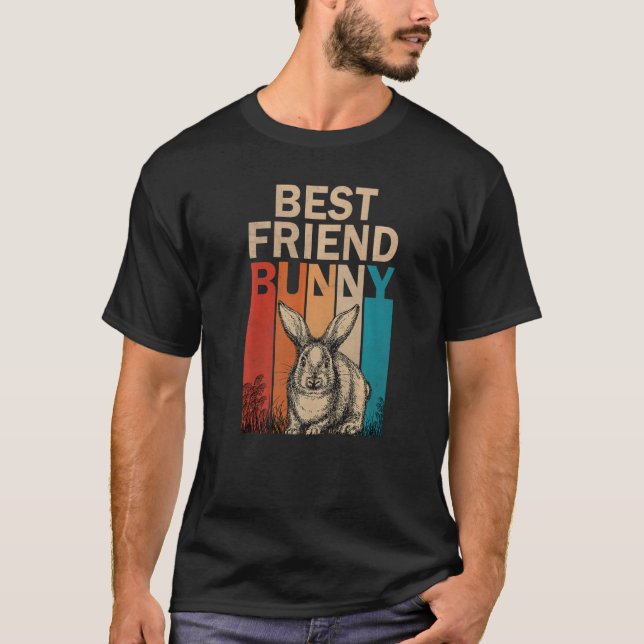 Bunny Graphic Matching Retro Best Friend Påsk Da T Shirt (Framsida)