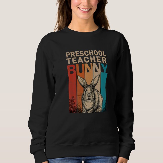 Bunny Graphic Matching Retro Preschool Teacher Eas T Shirt (Framsida)