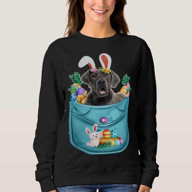 Bunny Great Dane In Pocket Easter Day Eggs Bunny D T Shirt (Framsida)