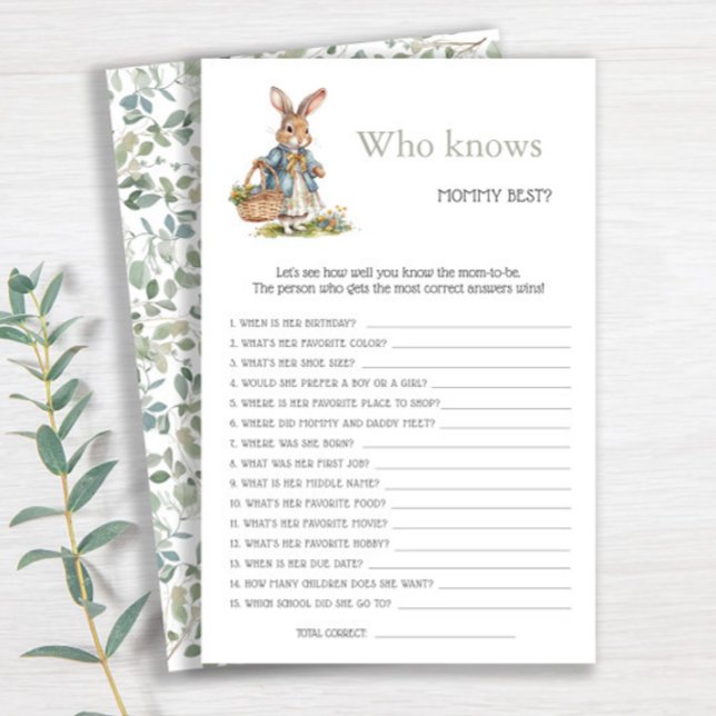 Bunny Greenery som känner Mamma Best Baby Shower (Skapare uppladdad)