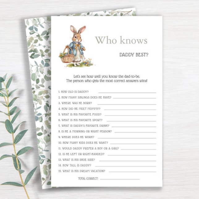 Bunny Greenery som känner pappa Best Baby Shower (Skapare uppladdad)