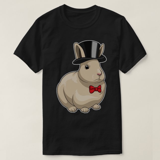 Bunny Groom Cylinder Bröllop T Shirt (Design framsida)