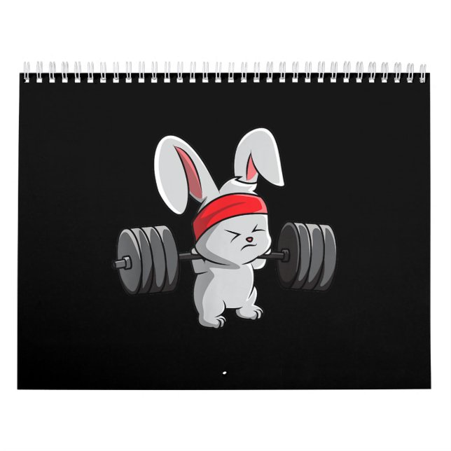 Bunny Gym Rabbit Ness Weightlift Funny Art Kalender (Omslag)