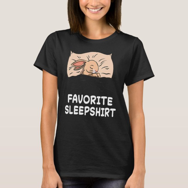 Bunny Hare Bunnies Nap Sleeping Pajama Natt T Shirt (Framsida)
