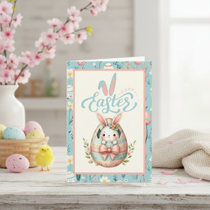 Bunny Hatching från Egg Glad påsk Anpassningsbar Helgkort