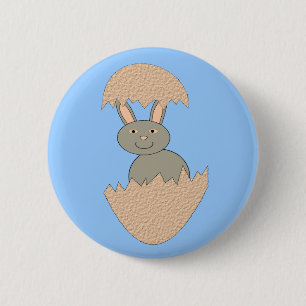 Bunny Hatching from Egg Konstig Button Knapp