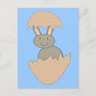 Bunny Hatching from Egg Konstig Postcard Vykort