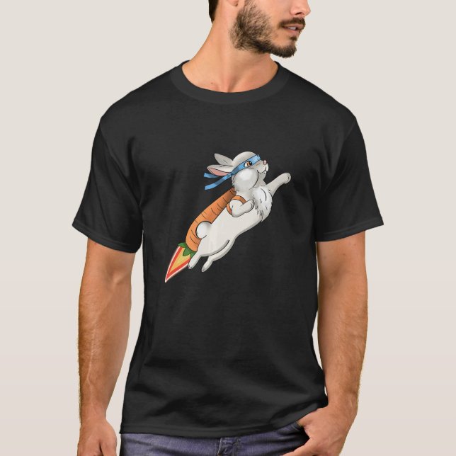 Bunny Hero Japansk Ninja Cute Rabbit T Shirt (Framsida)