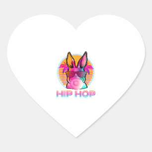 Bunny Hip hop med Bubblegum Sunglass Rabbit Eas Hjärtformat Klistermärke