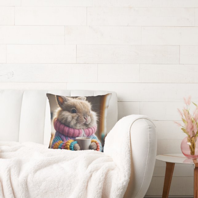Bunny Holding a Hett Kopp of Coffee Kudde (Soffa)