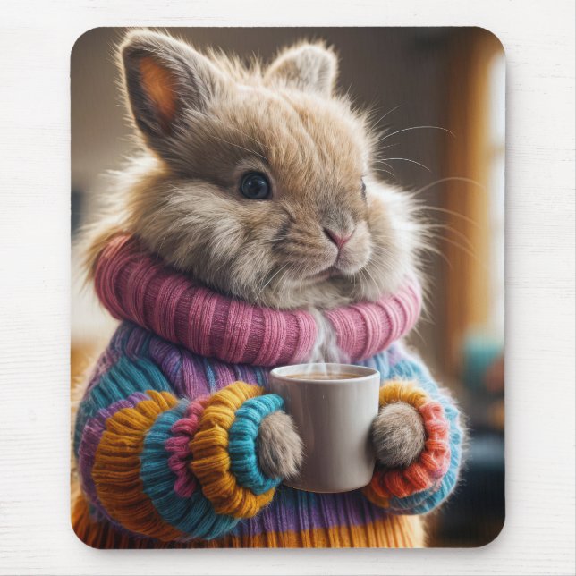 Bunny Holding a Hett Kopp of Coffee Musmatta (Framsidan)