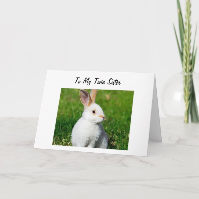 BUNNY HOPPAS TILL DIN TWIN SISTER BIRTHDAY KORT (Framsida)