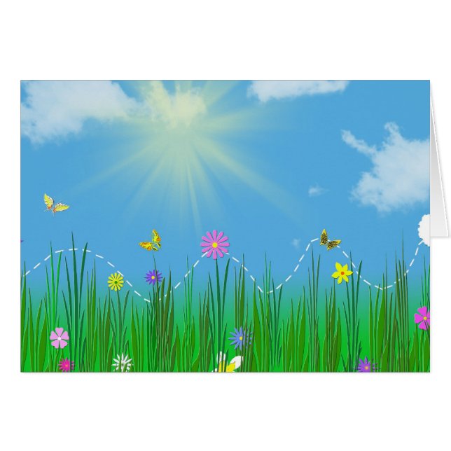 bunny hopping genom gräs hälsningskort (Framsidan Horizontal)