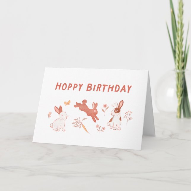 Bunny Hoppy Birthday Kort (Framsida)