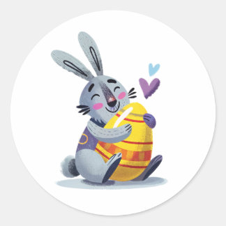 Bunny Hugger Egg Sticker Runt Klistermärke