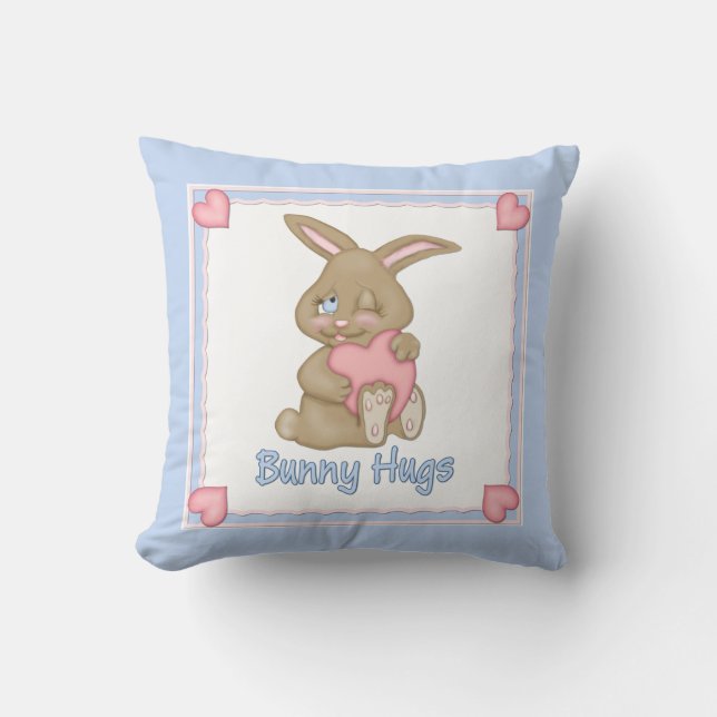Bunny Hugs Blue Kudde (Framsida)