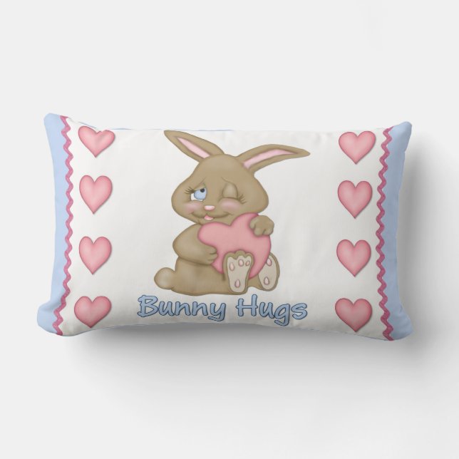 Bunny Hugs Blue Lumbarkudde (Framsida)