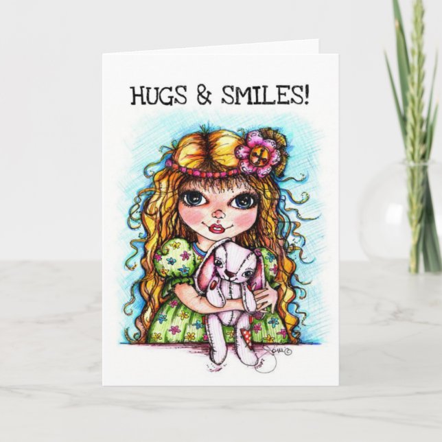 Bunny Hugs och Smiles Greeting Card Kort (Framsida)