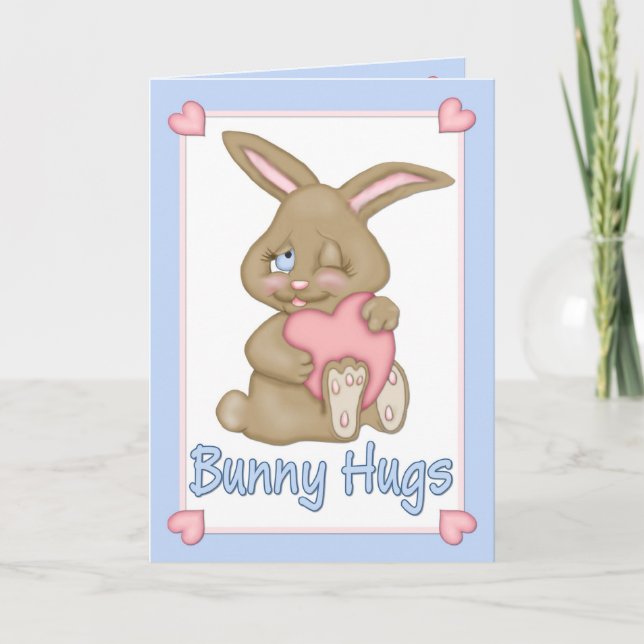 Bunny Hugs Valentine Helgkort (Framsida)