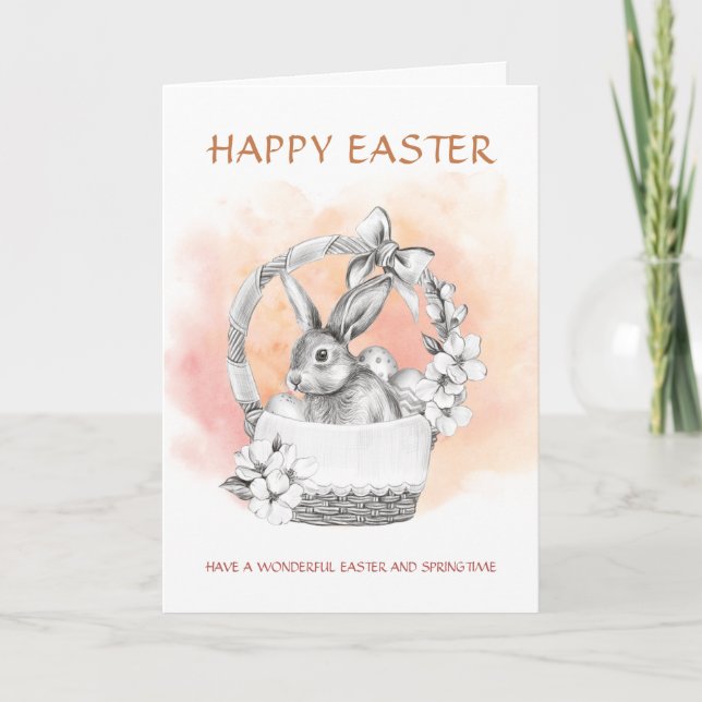 Bunny i Basket Glad påsk Helgkort (Framsida)