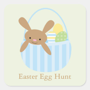 Bunny i Basket Påsk Brunch Fyrkantigt Klistermärke