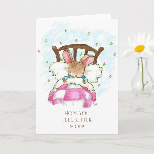 Bunny i Bed Get well Card Kort (Liten växt)