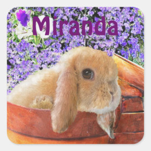 bunny i blomkrukor, anpassningsbara klistermärken
