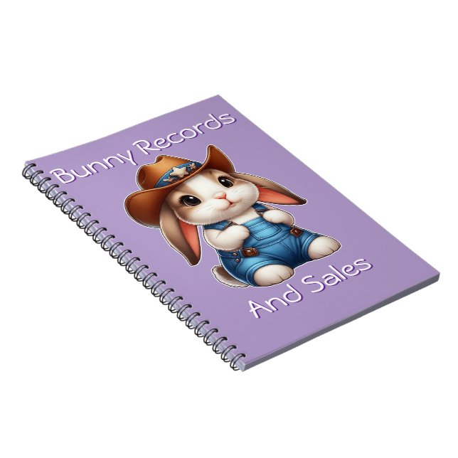 Bunny i Cowboy Outfit with Hat and Overalls Anteckningsbok (Högra Sidan)