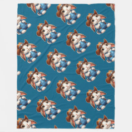 Bunny i Cowboy Outfit with Hat and Overalls Fleecefilt