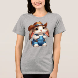 Bunny i Cowboy Outfit with Hat and Overalls T Shirt
