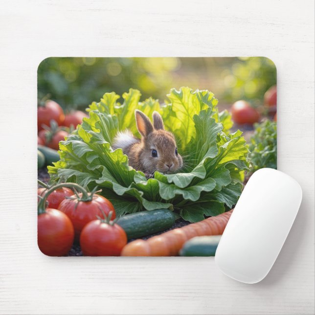 Bunny i en vegetativ trädgård musmatta (Med mus)