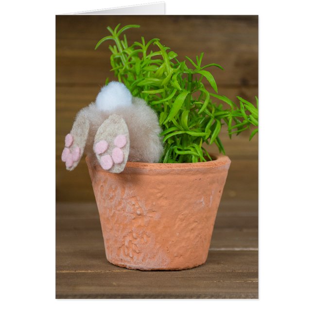 Bunny i Flower Pot Hälsningskort (Framsidan)