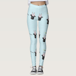 Bunny i hatt med magiskt trollspö blått leggings