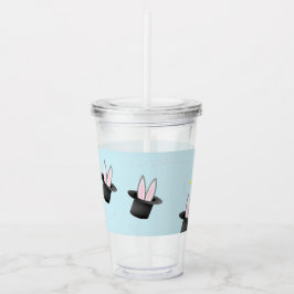 Bunny i hatt med magiskt trollspö blått take away mugg