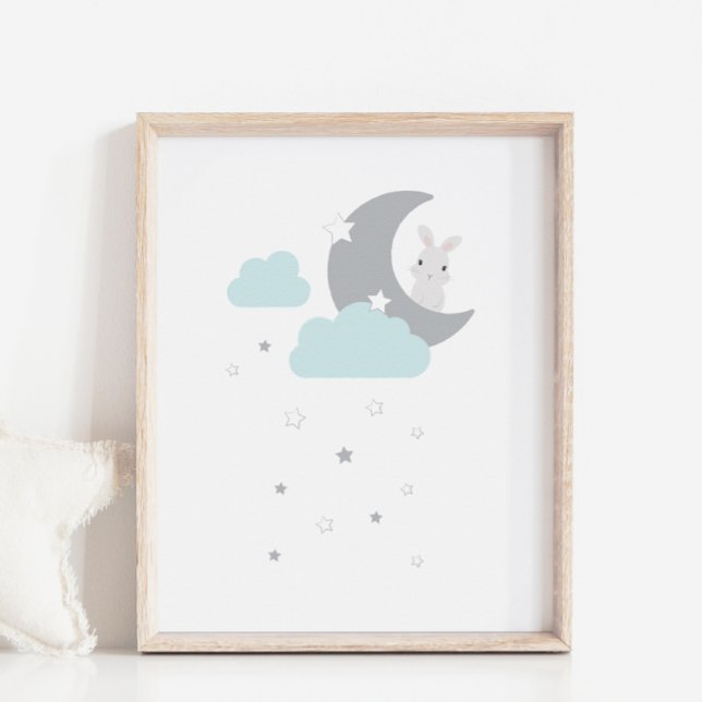 Bunny i Himlar Måne & Stars Nursery Decor Poster (Skapare uppladdad)