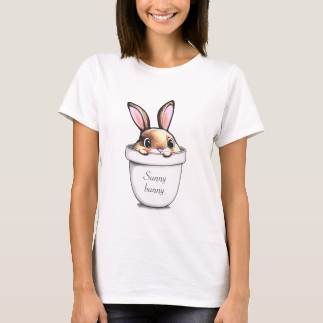 Bunny i Plant Pot T-Shirt (Framsida)