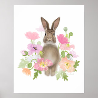 Bunny i Poppies (Pastel) Poster