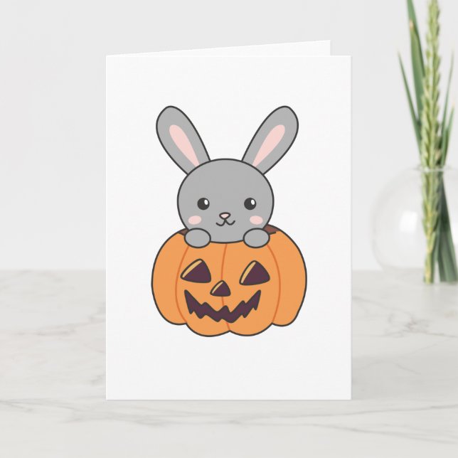 Bunny i Pumpkin Cute Bunnies Happy halloween Kort (Framsida)