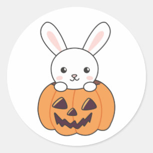 Bunny i Pumpkin Cute Bunnies Happy halloween Runt Klistermärke