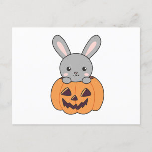 Bunny i Pumpkin Cute Bunnies Happy halloween Vykort