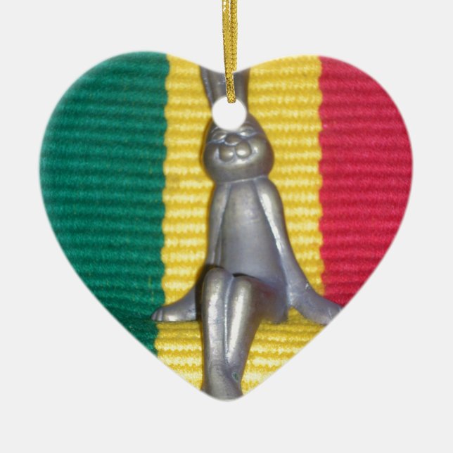 Bunny i Rasta Färg: A Touch of Groovy Art Print Julgransprydnad Keramik (Framsidan)