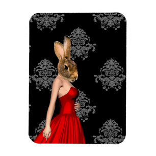 Bunny i röd klänning magnet